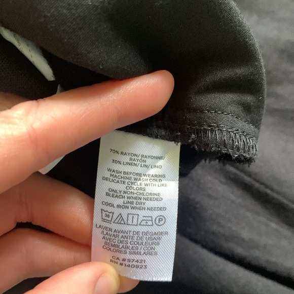 Ann Taylor Loft linen fluid drapey wide leg pants XS extra small black paper bag - Picture 5 of 10